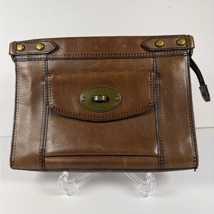 Vintage Fossil Brown Leather Crossbody Bag - No Strap